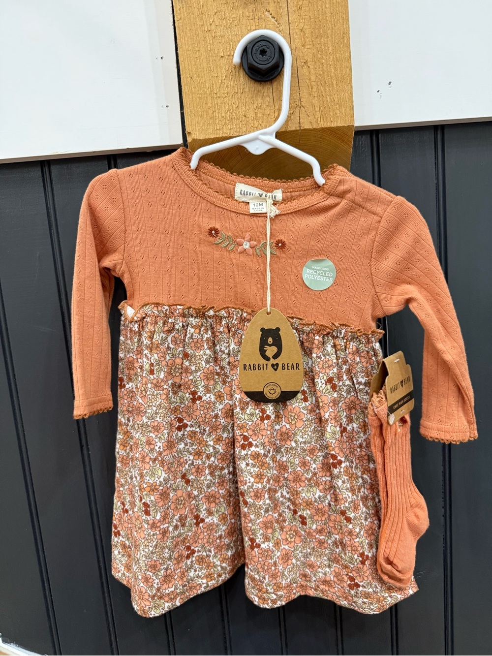 Rabbit & Bear Rust Floral Long-Sleeve Baby Dress